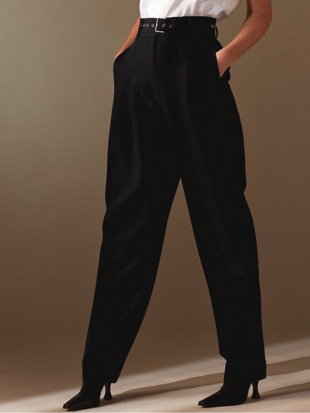 NEW Babaton 1-01 Gonnerman Dress Pant Cuff Hem 100% Triacetate High Rise Black